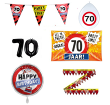70 jaar verjaardag versiering pakket verkeersbord incl. Gevelvlag