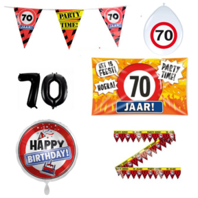 70 jaar verjaardag versiering pakket verkeersbord incl. Gevelvlag