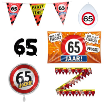65 jaar verjaardag versiering pakket verkeersbord incl. Gevelvlag
