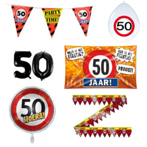 50 jaar verjaardag versiering pakket verkeersbord incl. Gevelvlag