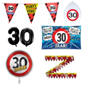 30 jaar verjaardag versiering pakket verkeersbord incl. Gevelvlag