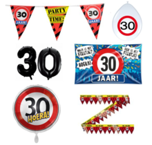 30 jaar verjaardag versiering pakket verkeersbord incl. Gevelvlag