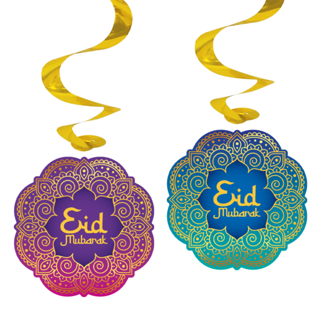 Eid Mubarak swirl decoraties - 4 stuks - Luxe designs - WeFiesta