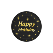 Classy Party papieren borden Happy Birthday zwart goud - 8 stuks - 23cm
