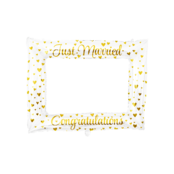 Photo frame Just Married opblaasbaar - 66x85 cm - Wit met goud