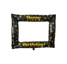 Photo frame Happy Birthday goud zwart 66x85cm opblaasbaar