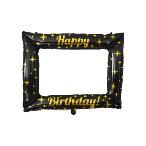 Photo frame Happy Birthday goud zwart 66x85cm opblaasbaar