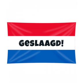 Geslaagd Gevelvlag - 150x90 cm - Rood, wit, blauw met tekst GESLAAGD