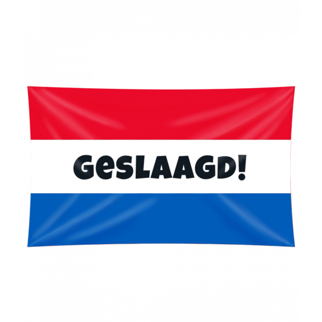Geslaagd Gevelvlag - 150x90 cm - Rood, wit, blauw met tekst GESLAAGD