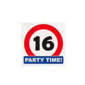 Papieren Verkeersbord servetten 16 jaar 33x33cm 16 stuks