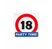 Papieren Verkeersbord servetten 18 jaar 33x33cm 16 stuks