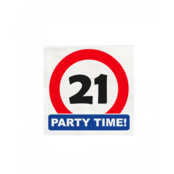 Papieren Verkeersbord servetten 21 jaar 33x33cm 16 stuks Papieren Verkeersbord servetten 21 jaar 33x33cm 16 stuks