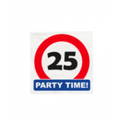 Papieren Verkeersbord servetten 25 jaar 33x33cm 16 stuks