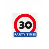 Papieren Verkeersbord servetten 30 jaar 33x33cm 16 stuks