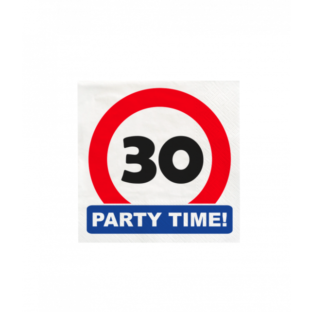 Papieren Verkeersbord servetten 30 jaar 33x33cm 16 stuks