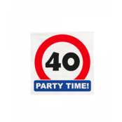 Papieren Verkeersbord servetten 40 jaar 33x33cm 16 stuks