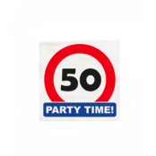 Papieren Verkeersbord servetten 50 jaar 33x33cm 16 stuks