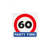 Papieren Verkeersbord servetten 60 jaar 33x33cm 16 stuks