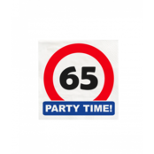 Papieren Verkeersbord servetten 65 jaar 33x33cm 16 stuks