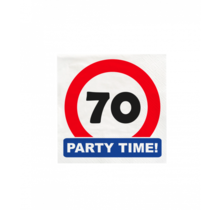 Papieren Verkeersbord servetten 70 jaar 33x33cm 16 stuks