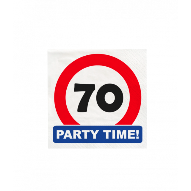 Papieren Verkeersbord servetten 70 jaar 33x33cm 16 stuks Papieren Verkeersbord servetten 70 jaar 33x33cm 16 stuks