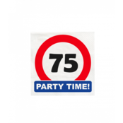 Papieren Verkeersbord servetten 75 jaar 33x33cm 16 stuks