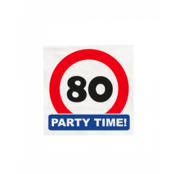 Papieren Verkeersbord servetten 80 jaar 33x33cm 16 stuks