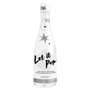 Champagnefles confetti zilver ster