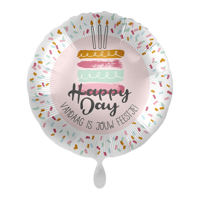 Folieballon Happy Day – vandaag is jouw feestje! 45 cm