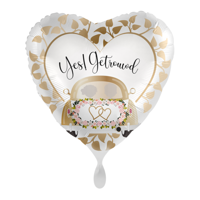 Folieballon Yes Getrouwd! 45cm Folieballon Yes Getrouwd! 45cm