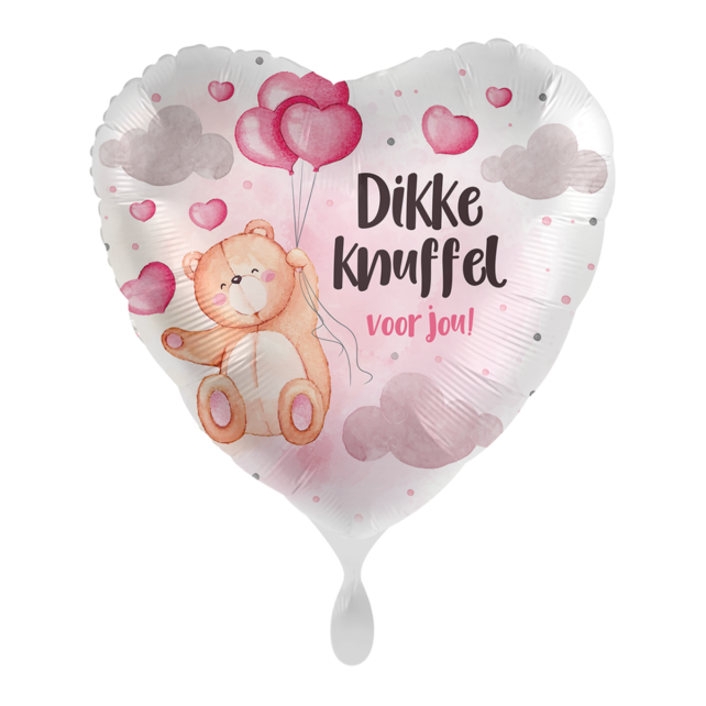 Folieballon hart Dikke knuffel voor jou 45cm