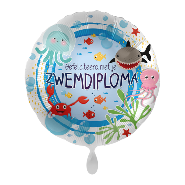 Folieballon Gefeliciteerd met je zwemdiploma 45cm