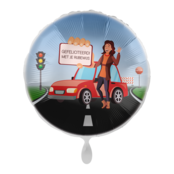 Folieballon Gefeliciteerd met je Rijbewijs vrouw 45cm Folieballon Gefeliciteerd met je Rijbewijs vrouw 45cm