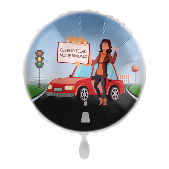 Folieballon Gefeliciteerd met je Rijbewijs vrouw 45cm Folieballon Gefeliciteerd met je Rijbewijs vrouw 45cm