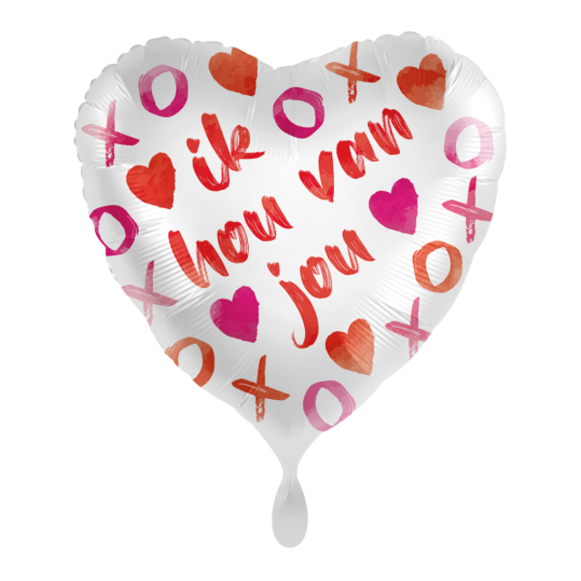 Folieballon Ik hou van Jou XOXO 45cm