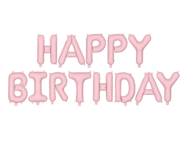 Happy Birthday folieballonnen Roze 340x25cm