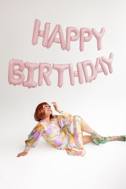 Happy Birthday folieballonnen Roze 340x25cm