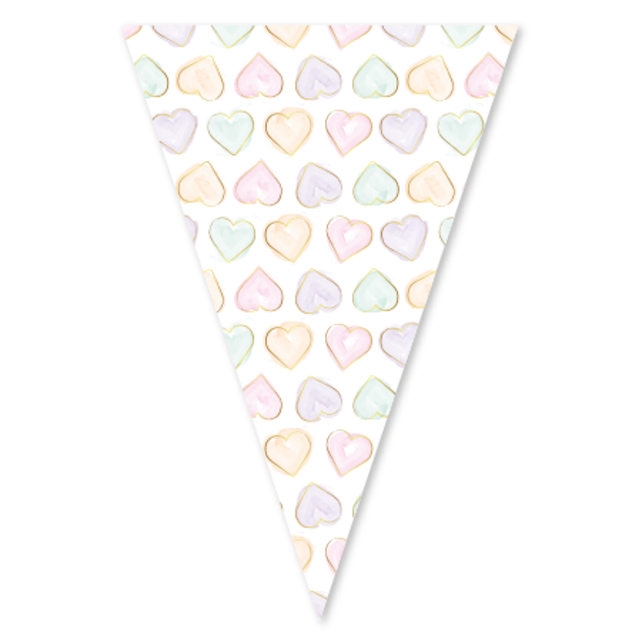 Papieren vlaggenlijn Watercolor Hearts 6m