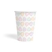Papieren bekers Watercolor Hearts 8 stuks 210ml