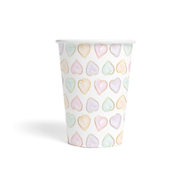 Papieren bekers Watercolor Hearts 8 stuks 210ml