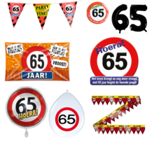 65 jaar verjaardag versiering pakket verkeersbord XL