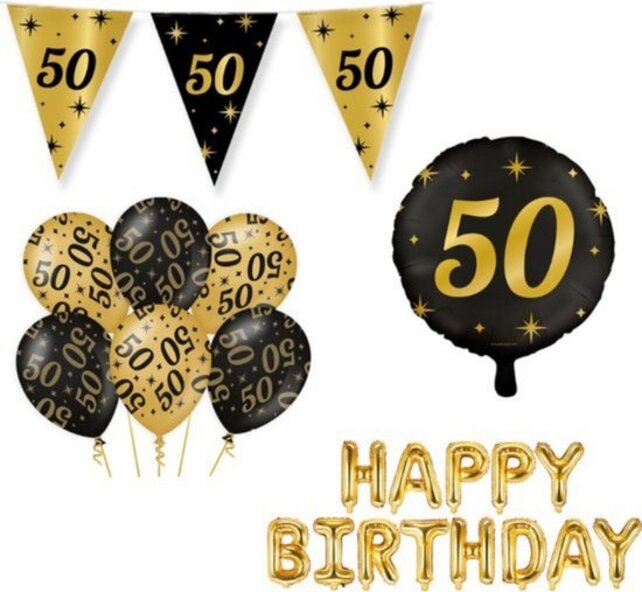 Classy Party 50 jaar verjaardag versiering pakket M Classy Party 50 jaar verjaardag versiering pakket M