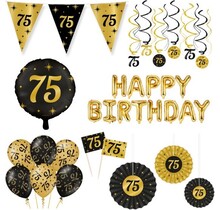 Classy Party 75 jaar verjaardag versiering pakket XL