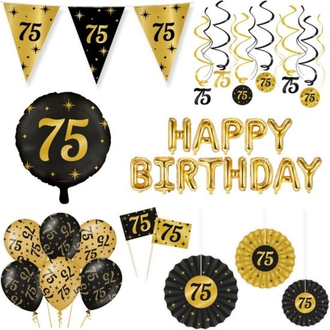 Classy Party 75 jaar verjaardag versiering pakket XL