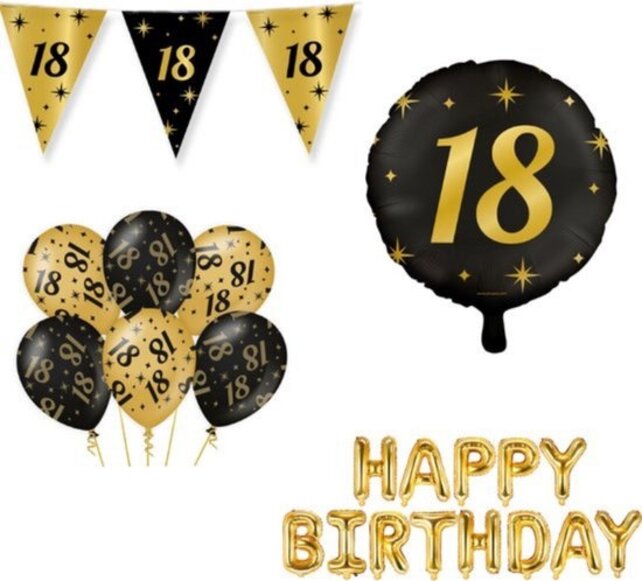 Classy Party 18 jaar verjaardag versiering pakket M Classy Party 18 jaar verjaardag versiering pakket M