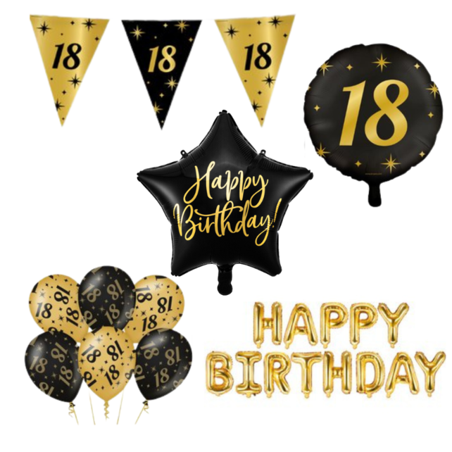 Classy Party 18 jaar verjaardag versiering pakket M2 Classy Party 18 jaar verjaardag versiering pakket M2