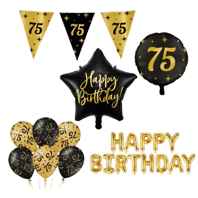 Classy Party 75 jaar verjaardag versiering pakket M2