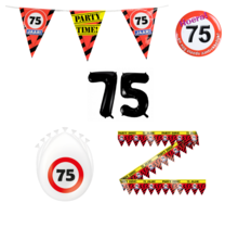 75 jaar verjaardag versiering pakket verkeersbord