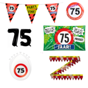 75 jaar verjaardag versiering pakket verkeersbord incl. Gevelvlag