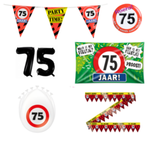 75 jaar verjaardag versiering pakket verkeersbord incl. Gevelvlag
